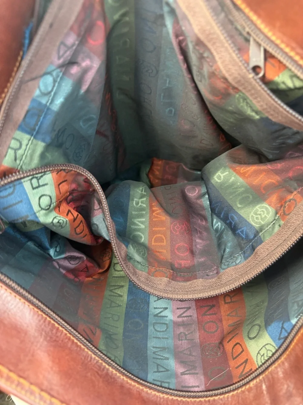 Marino Orlandi leather shoulder bag, handmade in Italy.